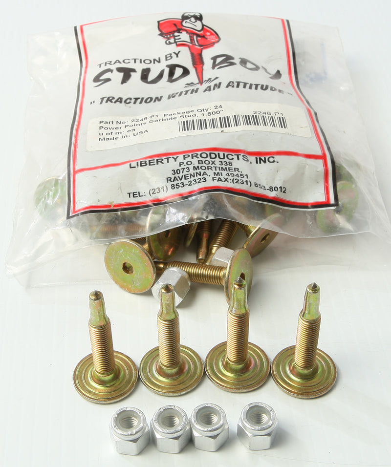 Stud Boy 18-33039 2248-P1 POWER POINT PUSH-THRU CARBIDE STUDS 1.50" 24/PK