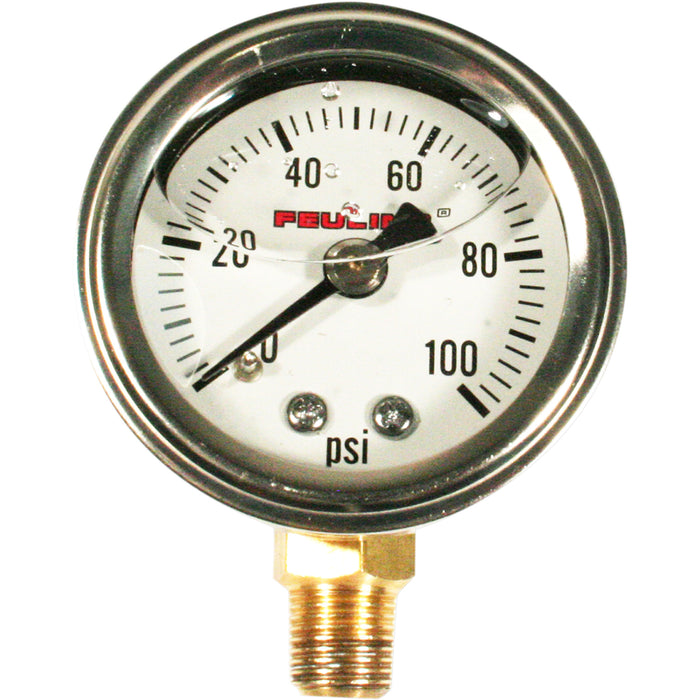 FEULING OIL PUMP CORP. 2212-0608 9040 Oil Pressure Gauge — Bottom Port Liquid Filled Oil Pressure Gauge - 1.5" Dial - 1/8" NPT Bottom Port - White Face