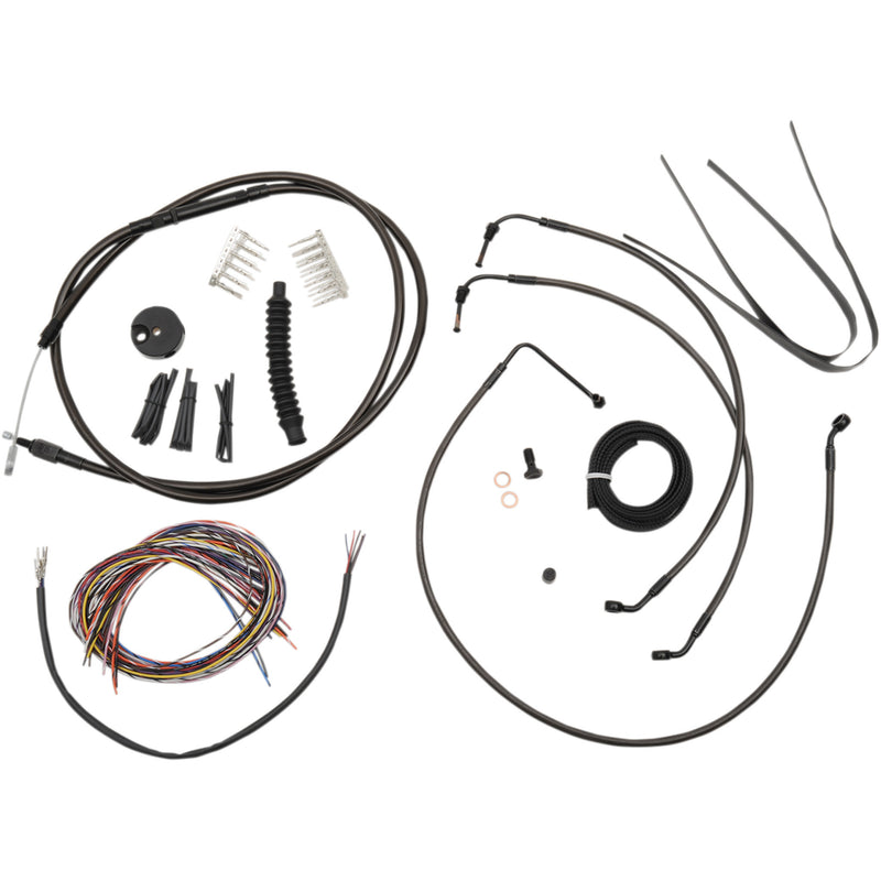 LA Choppers Complete Midnight Braided Handlebar Cable Brake Line Kit — Standard 18"-20" Handlebars ABS - LA-8052KT2-19M For Harley Touring 2014-2015