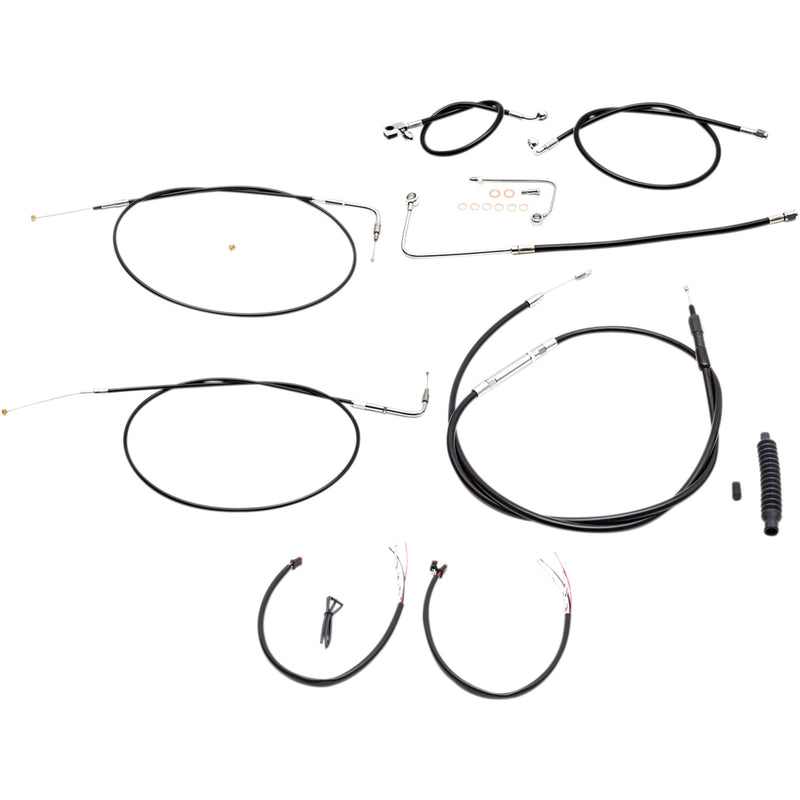 LA Choppers Complete Black Vinyl Braided Handlebar Cable Brake Line Kit 15"-17" Handlebars - LA-8151KT2A-16B For Harley Softail 2015