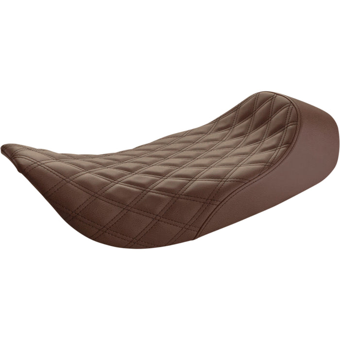 SADDLEMEN 0801-1333 897-06-002BLS Renegade Lattice Stitch Solo Seat - Lattice Stitched - Brown - FLH '97-'07