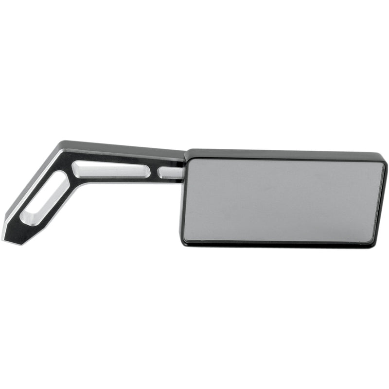PRO-ONE PERF.MFG. 0640-0252 102470B Billet Aluminum Mirror Mirror - Weekend Warrior - Side View - 2 Tone/Cut-Out - Rectangle - Black - Right