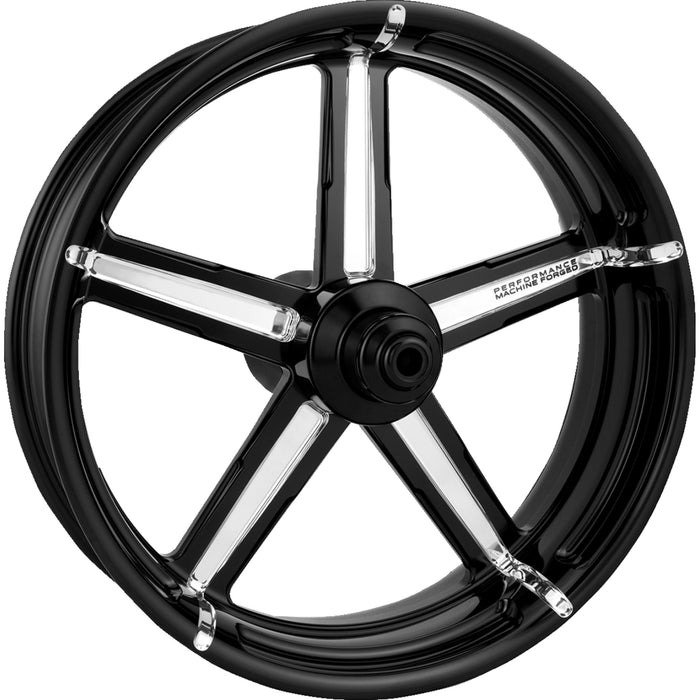 PERFORMANCE MACHINE (PM) 0201-2193 12027106FRMAJBM One-Piece Aluminum Wheel — Formula - Dual Disc - Front - Platinum Cut™ - 21"x3.50" - No ABS -'08+ FL