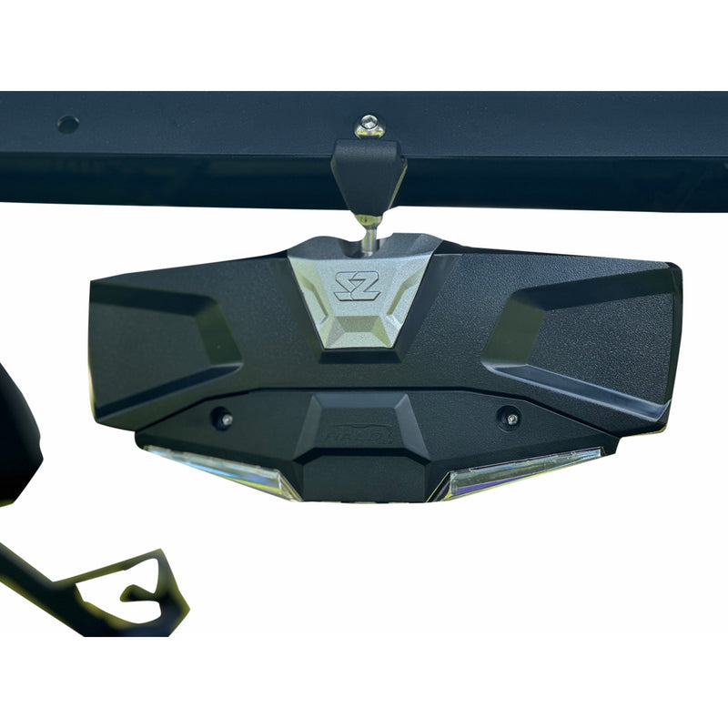 SEIZMIK 0640-1727 56-18032KIT Halo R Rear View Mirror with Cast Aluminum Bezel/LED Cabin Light - CF Moto Mirror - Halo R - Rear View w/LED Cabin Light - Rectangle - Black w/Silver Bezel - Each - CF Moto