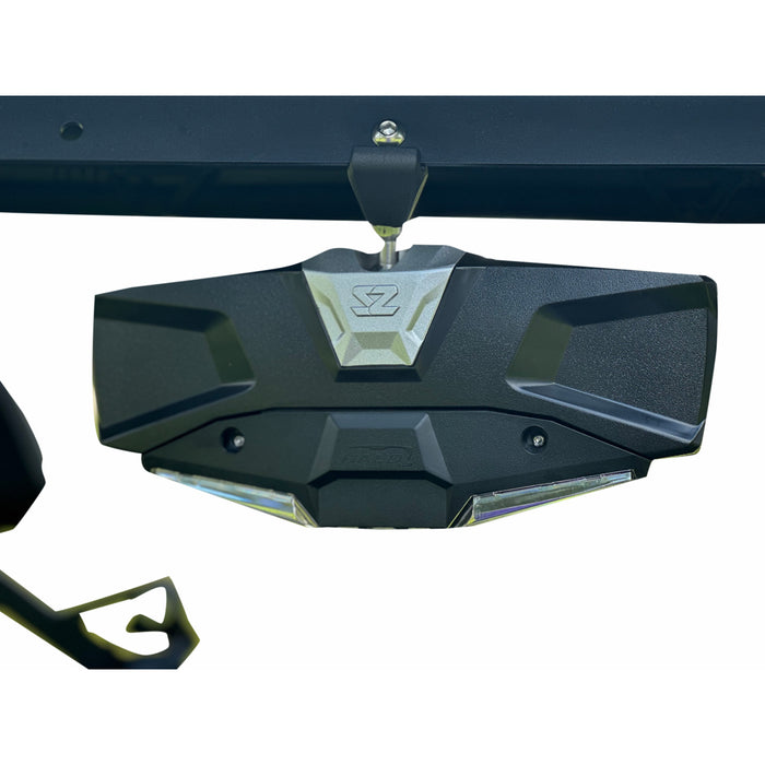 SEIZMIK 0640-1727 56-18032KIT Halo R Rear View Mirror with Cast Aluminum Bezel/LED Cabin Light - CF Moto Mirror - Halo R - Rear View w/LED Cabin Light - Rectangle - Black w/Silver Bezel - Each - CF Moto