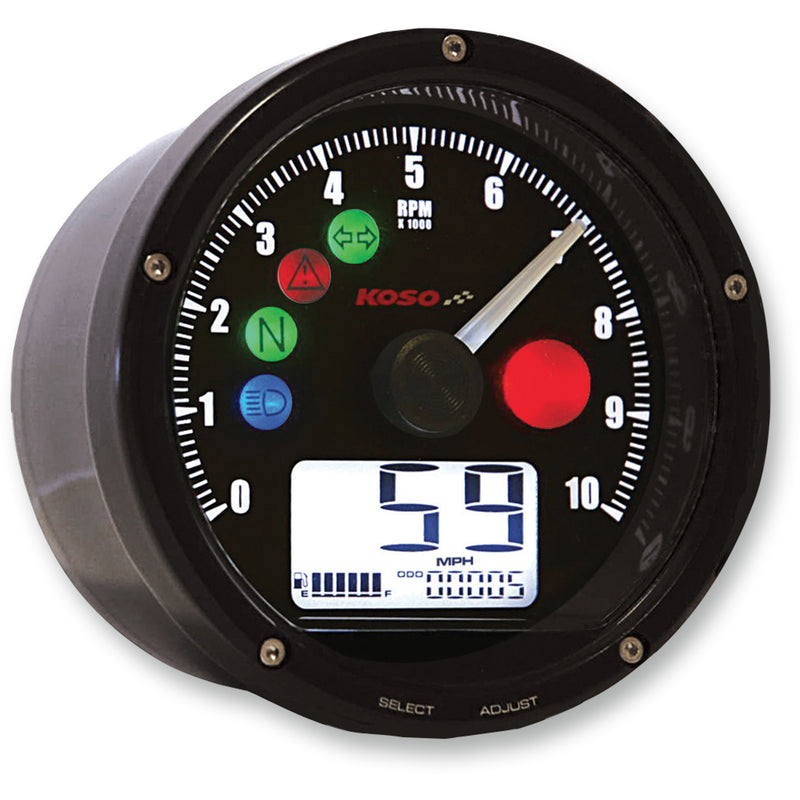 KOSO NORTH AMERICA 2211-0131 BA035K00 TNT-01R Universal Electronic Speedometer/Tachometer black face/casing