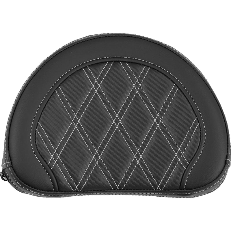 SADDLEMEN 0822-0674 051320705 Contoured Sissy Bar Pad lattice stitch - silver stitch