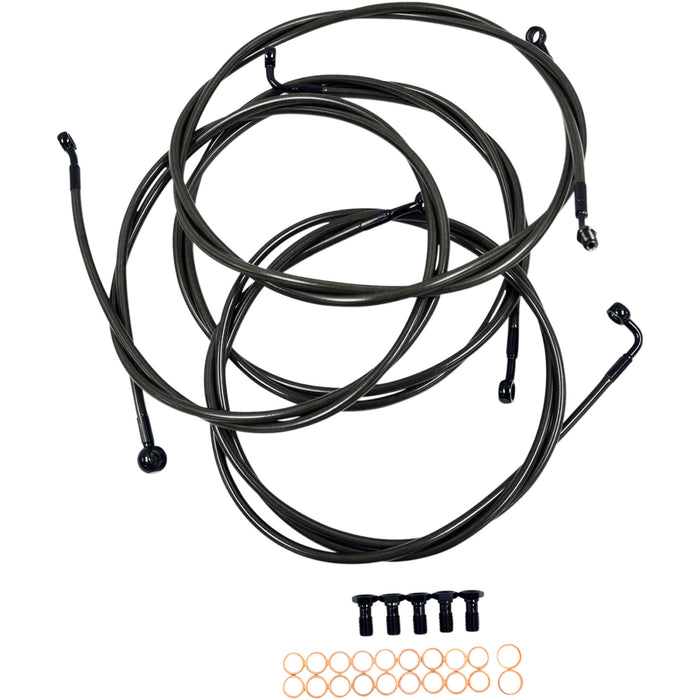 LA CHOPPERS 0610-1634 LA-8052KT-13M Standard Midnight Braided Handlebar Cable/Brake Line Kit — Ape Hanger - 12" - 14" Ape Hanger Handlebars - Midnight