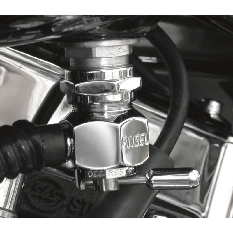 PINGEL DS-390260 6311-CR Power-Flo Fuel Valve - Round Fuel Valve - Chrome - 22 mm