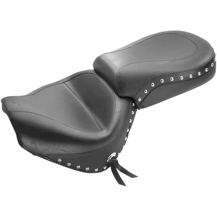 MUSTANG DS900754 75216 Wide Touring Seat Seat - Wide - Touring - Without Backrest - Two-Piece - Chrome Studded - Black w/Conchos - Roadstar