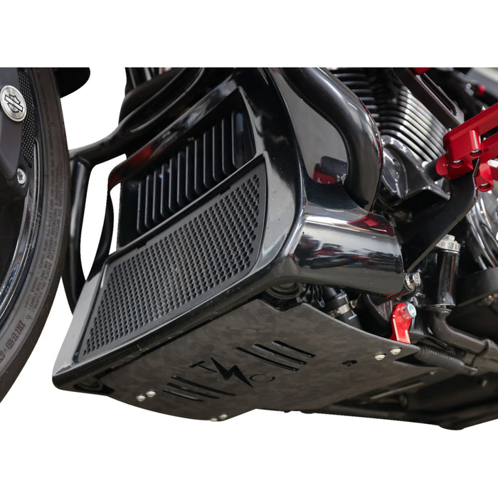 THRASHIN SUPPLY CO. 0506-2533 TSC-3035-2 Forged Carbon Fiber Skid Plate Skid Plate - Carbon Fiber/Forged - With Red Brackets - FLHX/FLTRX