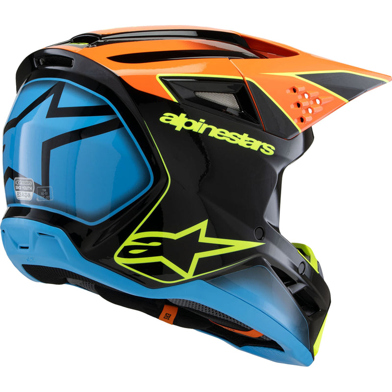 ALPINESTARS Youth SM3 Fray Helmet - Gloss Black/Orange/Yellow Fluo