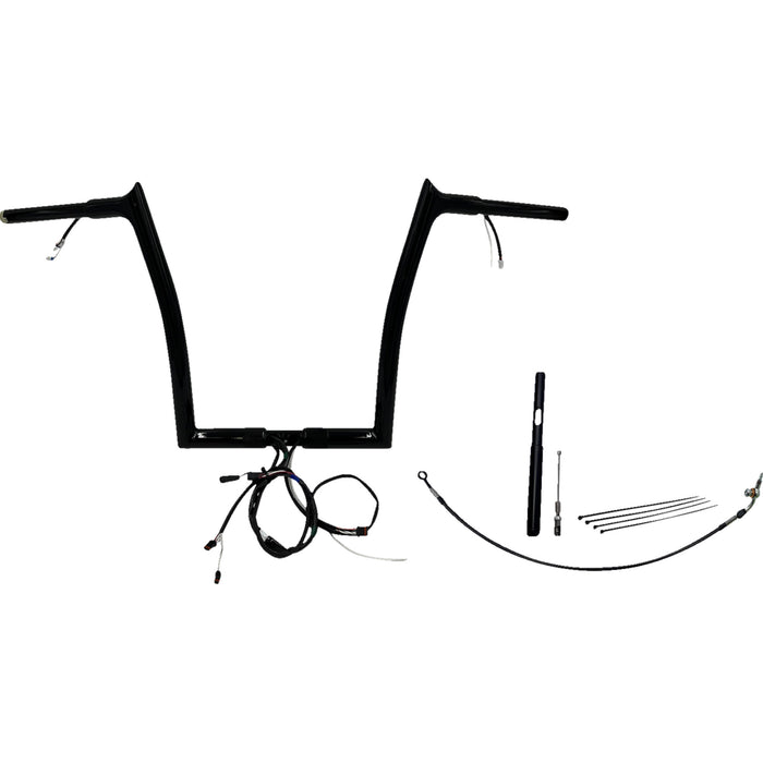 FAT BAGGERS INC. 0601-6165 912914-B EZ Install Wired 1-1/4" Pointed Top Handlebar Kit - 14" - Black