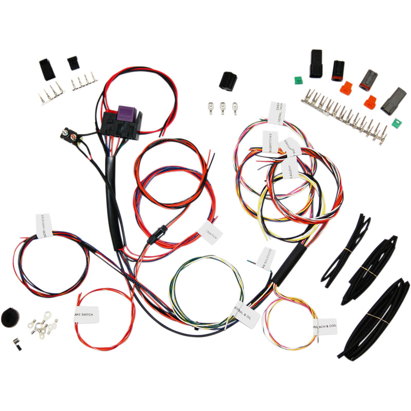 NAMZ 2120-0973 NCBH-01-C Complete Bike Harness with Starter Relay & 3-Circuits - Custom Wiring Harness