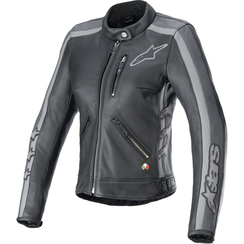 ALPINESTARS Stella Dyno Leather Jacket Black - Tar Gray/Dark Gray