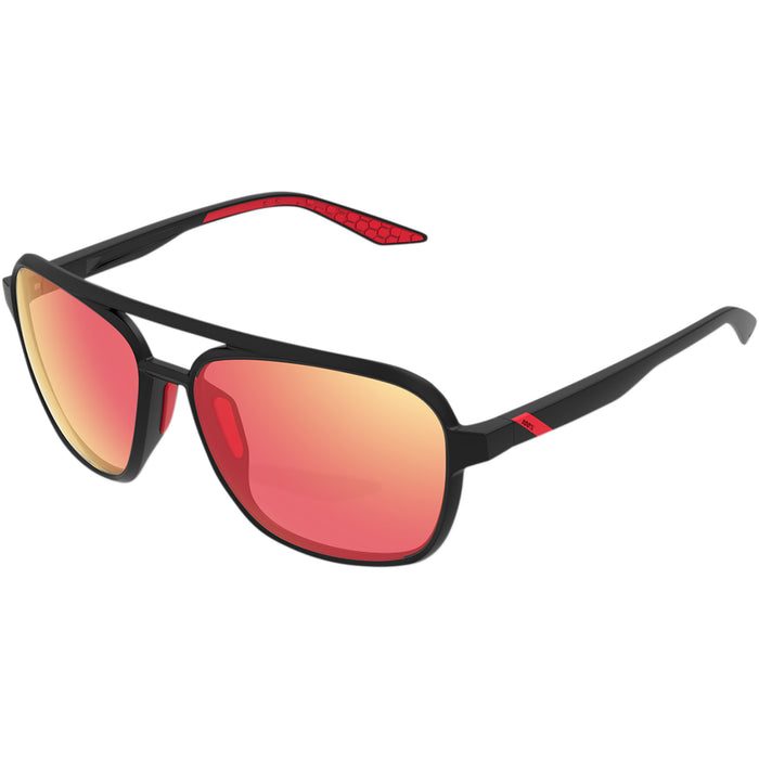 100% 2610-1245 61042-100-43 Kasia Aviator Sunglasses round - black - red mirror