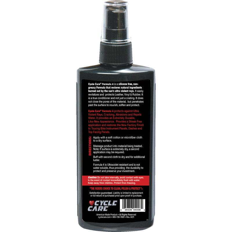 CYCLE CARE FORMULAS 3706-0036 04008 Formula 4 Leather, Vinyl And Rubber Conditioner Formula 4 Leather Vinyl - 8 U.S. fl oz.