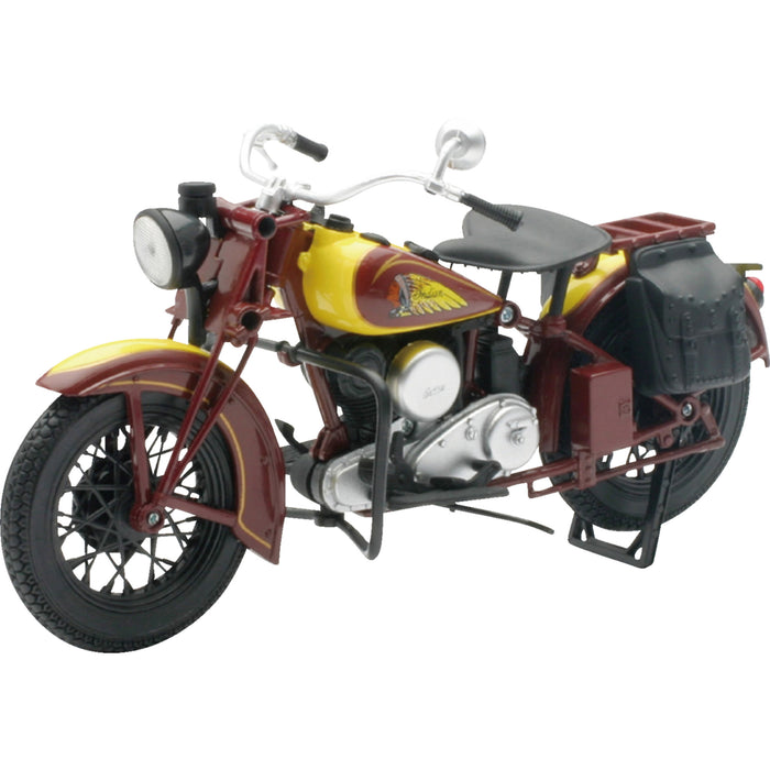 NEW RAY TOYS 7001-0100 42113 Mini 1934 Indian Sport Scout Bike 1934 Indian Sport Scout - 1:12 Scale - Red/Yellow