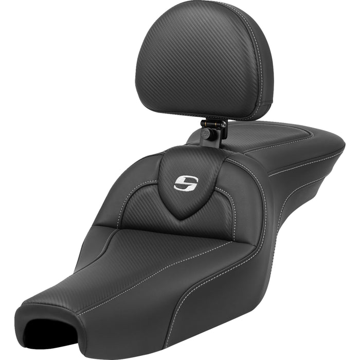 SADDLEMEN 0804-0799 807-11-185BR Roadsofa™ Standard Reach Seat - with Backrest - Carbon Fiber - XL '04-'22