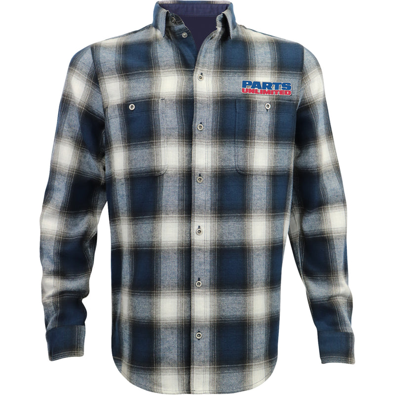 THROTTLE THREADS 3040-3536 PSU39ST61BLLR Parts Unlimited Flannel 25 Shirt blue/black - large