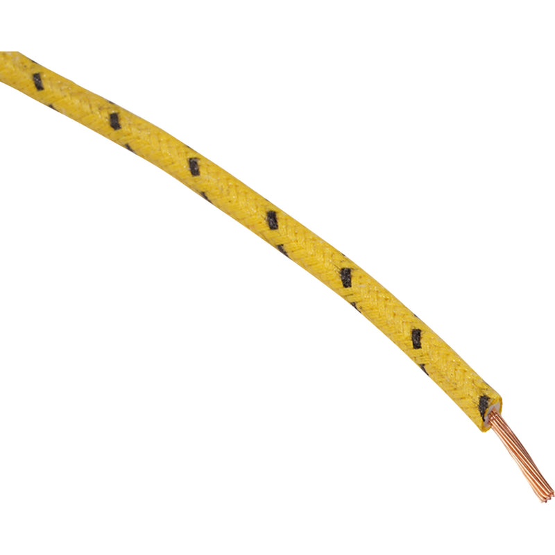 NAMZ 2120-1267 NCBW-40 Fabric-Braided Hook-Up Wire 25' Cloth-Braided Wire Spool - 16 Gauge - Yellow/Black