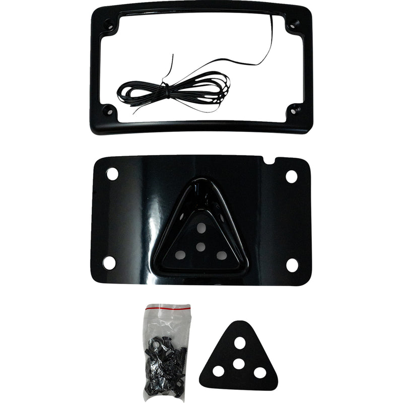 KODLIN USA 2030-2464 KUS20352 Curved Laydown License Plate Kit 3-Hole License Plate Mount - Curved - Black