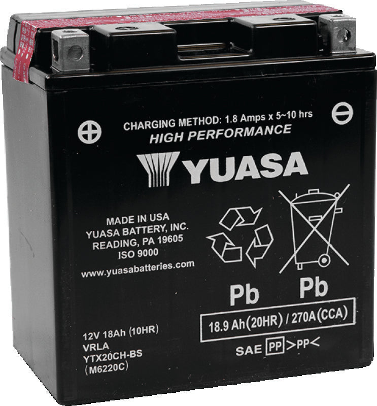 Yuasa Battery YUAM6220C Yuasa YTX20CH-BS High Performance AGM Battery W/bottle - Photo - Primary