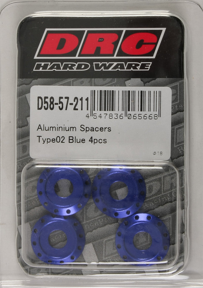 Drc 634-8302B D58-57-211 ALUMINUM SPACERS TYPE 2 BLUE M6X12MM 4/PK