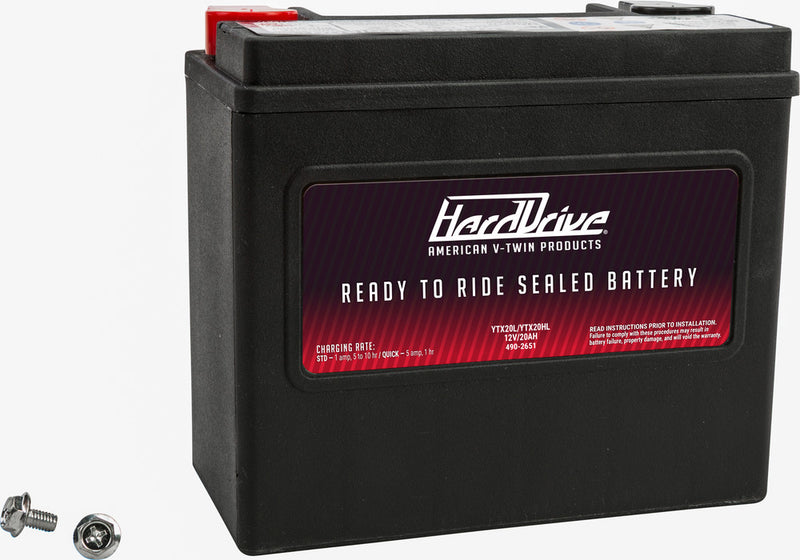 Harddrive Battery YTX20L YTX20HL 320CCA Factory Activated Sealed AGM - HVT20L For Harley Motorcycles 1991-2017