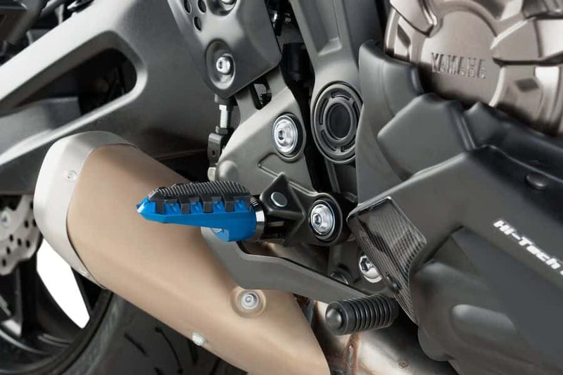 Puig Hi-Tech Parts Footpegs Trail Blue - 7319A For Ducati Motorcycles 2008-2020 | Honda Motorcycles 2000-2021 | Triumph Motorcycles 2008-2021