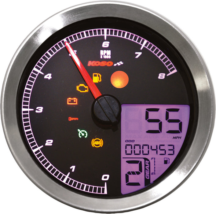 Koso North America 27-5797S BA051201 SPEEDO / TACH SIL BEZEL LCD COLOR CHANGE DISPLAY