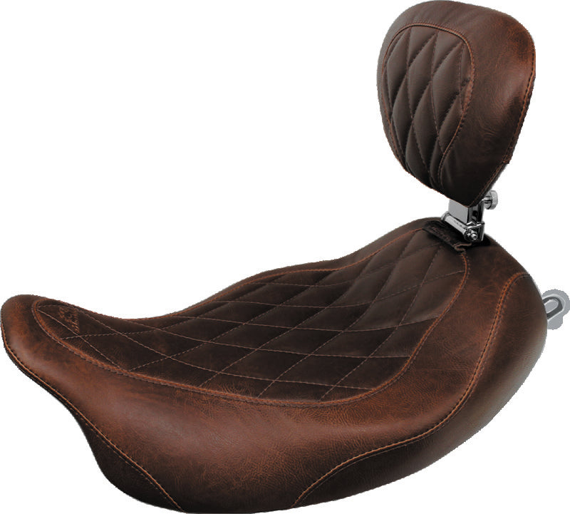 Mustang Motorcycle 79811 Mustang 97-07 Harley Rd King,06-07 Str Glide,00-05 Eagle Wide Tripper Solo Seat - Brown - Photo - Primary