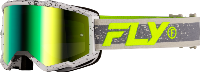 Fly Racing 37-51526 37-51526 ZONE GOGGLE DARK GREY/HI-VIS W/ IRIDESCENT GRN MIRROR LENS