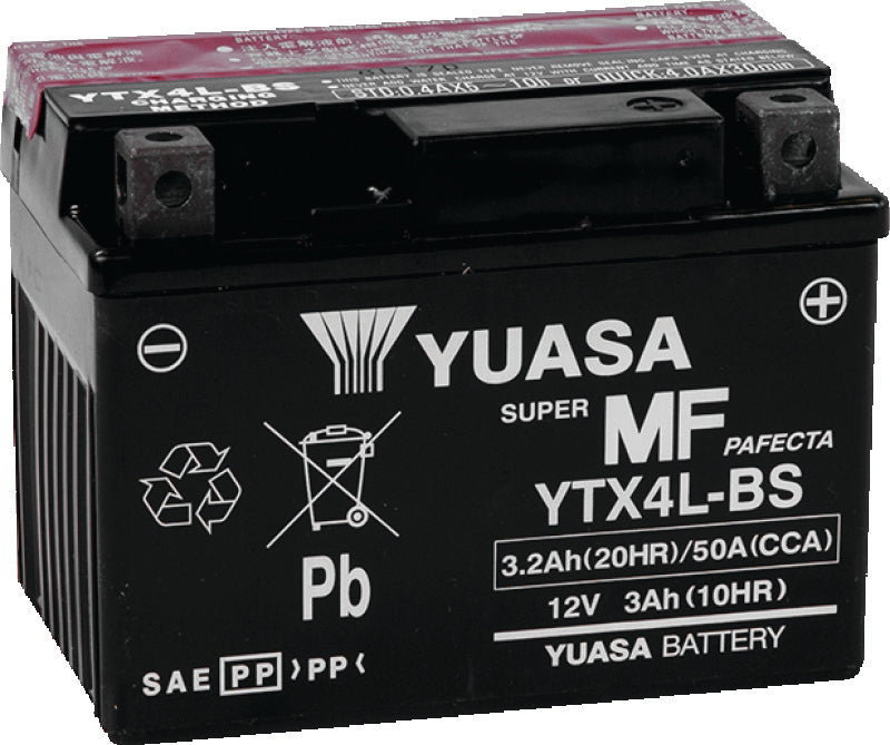 Yuasa Battery YUAM62X4B Yuasa YTX4L-BS Maintenance Free AGM 12-Volt Battery W/bottle - Photo - Primary