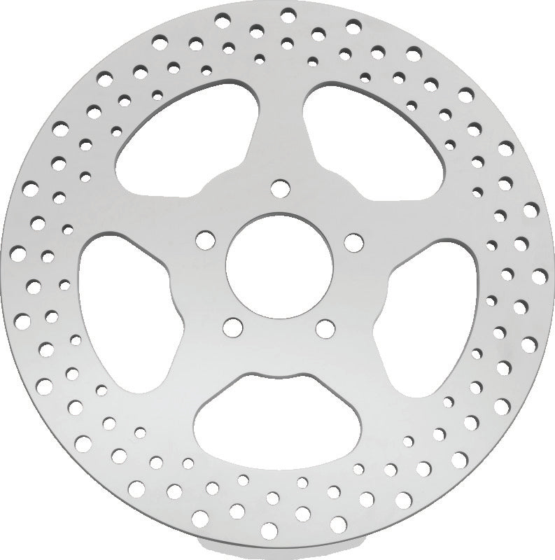 Bikers Choice 619974 00-17 Big Twin 11.5 In Polished Rear 5 Spoke Drilled Stnless Rotor Repl H-D 44156-00 - Photo - Primary