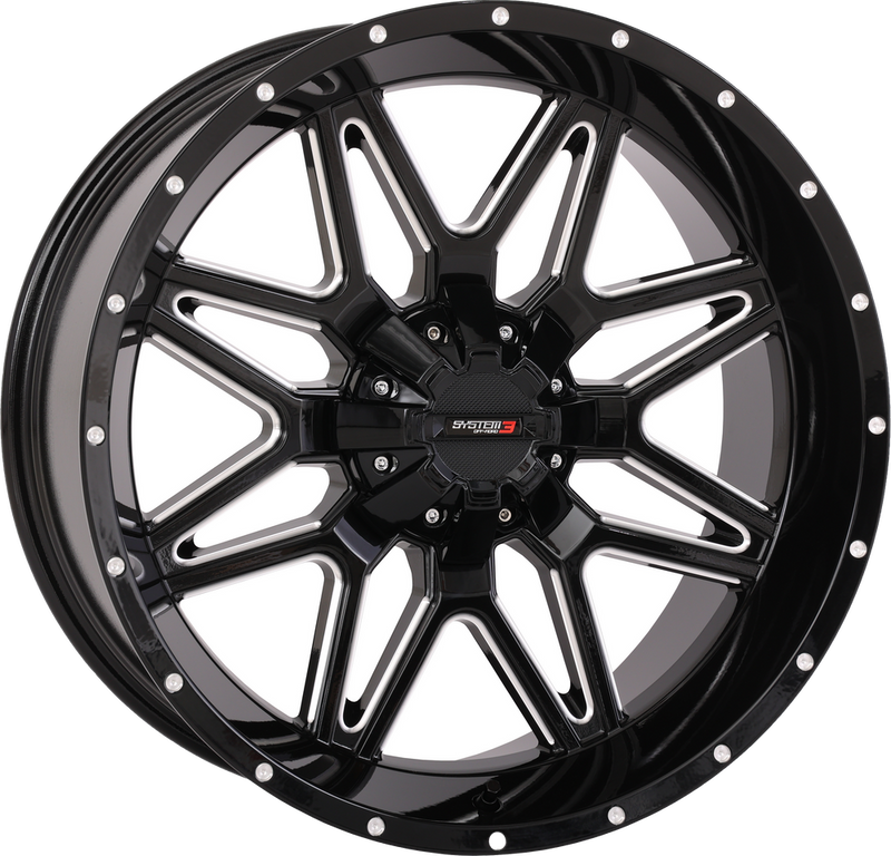 System 3 3-207435 20S3-7435 ST7 WHEEL 20X9 5+4 (0MM) 4/137 & 4/156 GLOSS BLK MILLED
