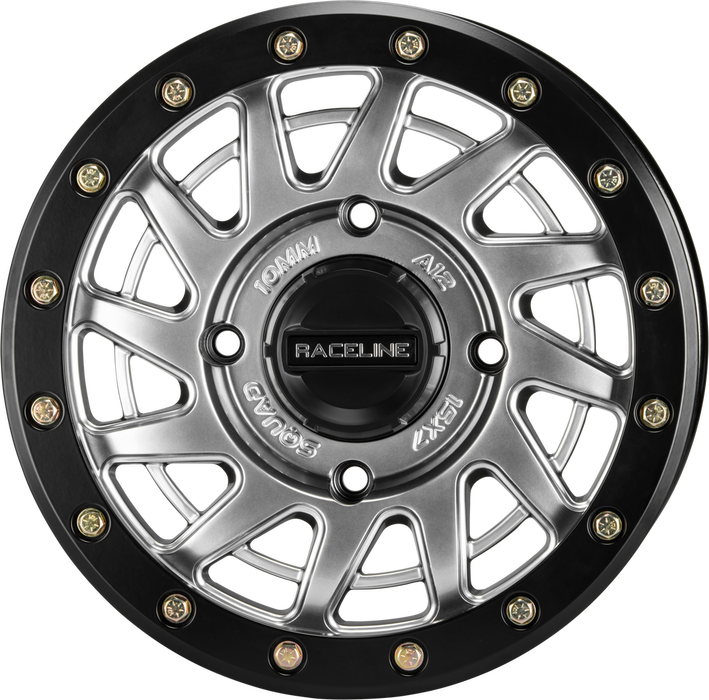 Raceline Wheels 570-2064 A12SB-57037+10 SQUAD BDLK WHEEL 15X7 4/137 5+2(+10MM) HYPER SILVER