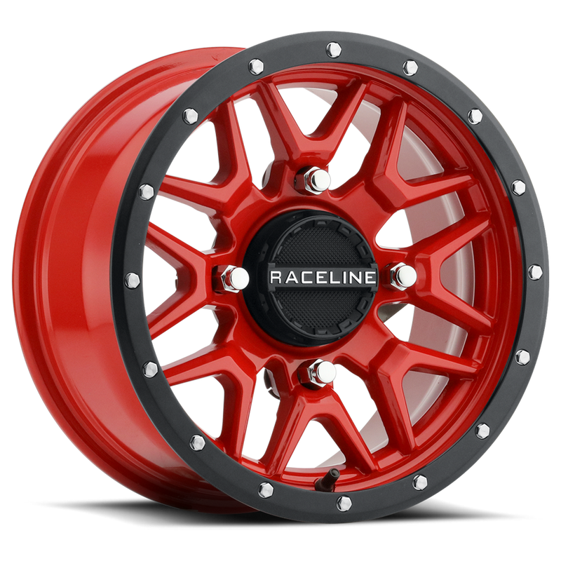 Raceline Wheels Krank Wheel 14X7 4/156 6+1 (+38MM) Black RED - A94R-47056+38 For Polaris UTVs 2008-2023 | Yamaha UTVs 2019-2023
