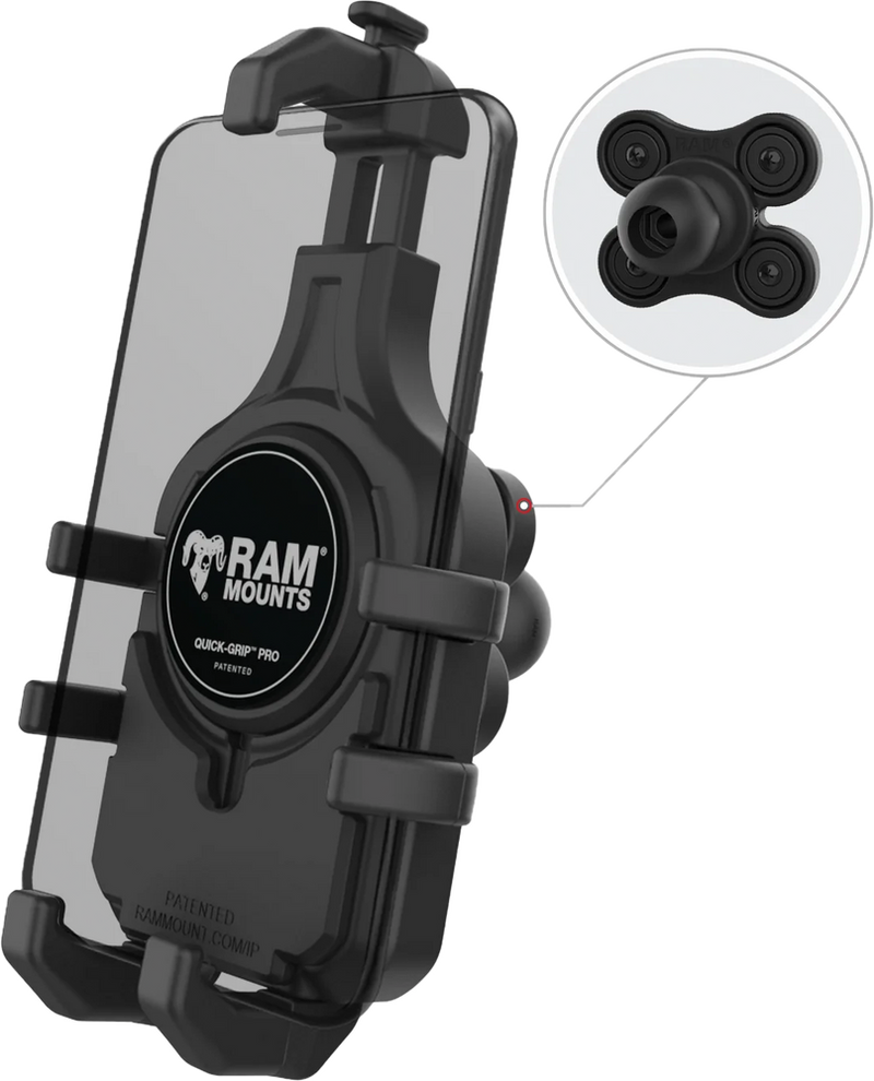 Ram Mounts 71-7083 RAM-HOL-PD5BVU QUICK-GRIP PRO PHONE HOLDER W/VIBE SAFE BALL