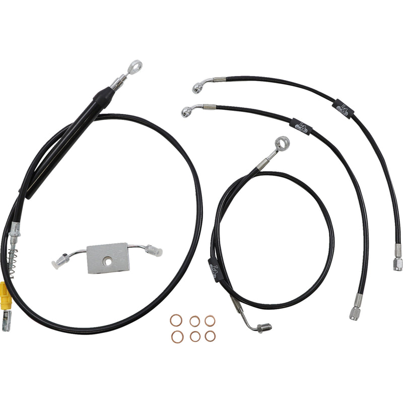 LA Choppers Standard Black Vinyl Handlebar Cable Brake Line Kit — Ape Hanger 15"-17" Ape Hangers - LA-8157KT-16B For Harley Softail 2018-2024