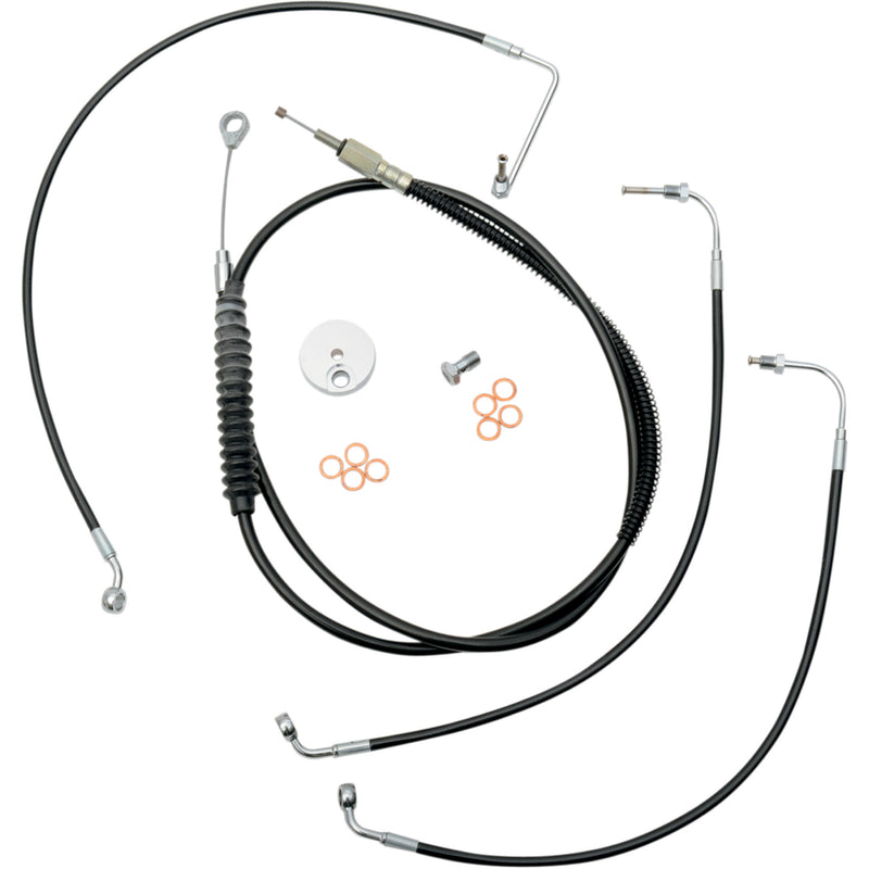 LA Choppers Standard Black Vinyl Handlebar Cable Brake Line Kit — Ape Hanger 15"-17" Ape Hangers - LA-8011KT-16B For Harley Road King 2014-2016