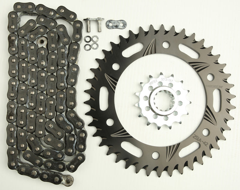 Vortex Sprocket Chain Kit Steel Aluminum 15/42T Black RX3 520-106L Black - CK6328 Honda RVT1000R 2000-2006