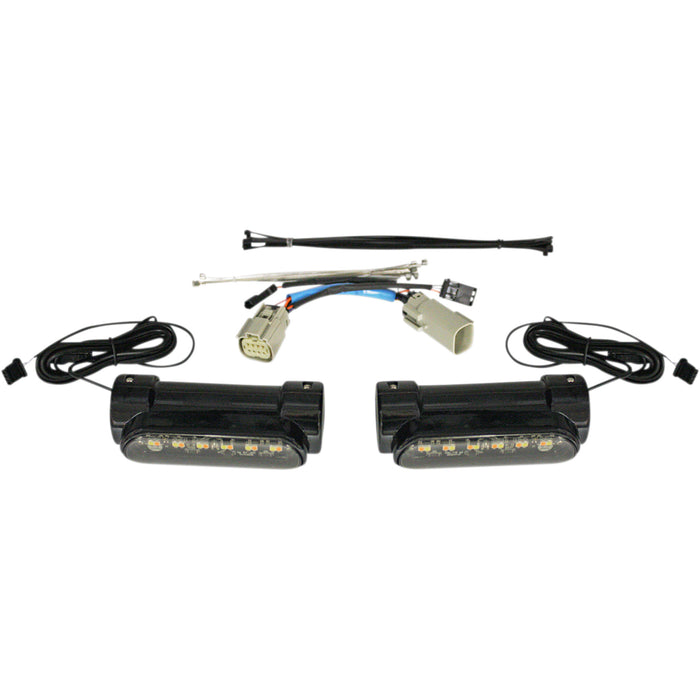 CUSTOM DYNAMICS 2040-2535 CD-CB-AW-TKE-B Dynamic Amber/White Engine Guard LEDs - Engine Guard Light - Triglide - Black