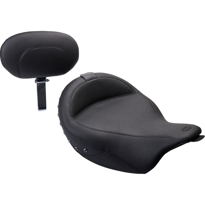 MUSTANG 0801-0557 79448 Studded Super Solo Vinyl Seat with Removable Driver Backrest - Wide Solo Seat - Driver Backrest