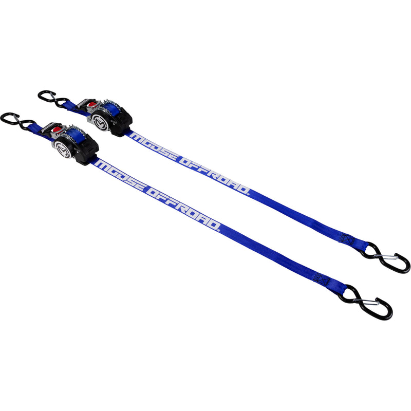 MOOSE OFFROAD 3920-0552 3920-0552 Retractable Ratcheting Tie Down Tie Down - Retractable Ratchet - 1" x 10' - Blue