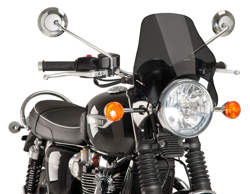 Puig Hi-Tech Parts Windscreen Naked Headlight Mount Dark Smoke - 0869F For Triumph Motorcycles 2001-2019 | Ducati 1000 / Scrambler Classic 2007-2010