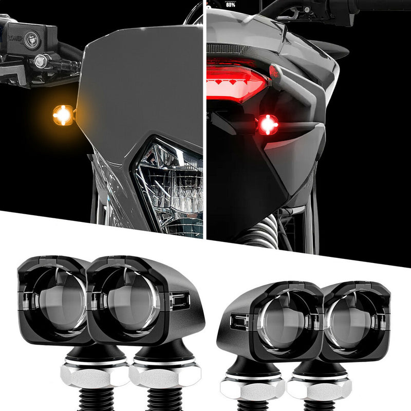 Xk Glow 653-0167 XK034022-B-KIT MINI LED TURN SIGNAL BLK KIT FRONT & REAR AMBER/RED