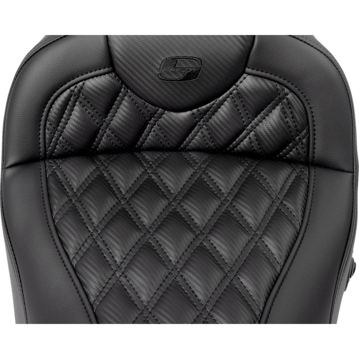 SADDLEMEN 0801-1693 808-07CF-182HCT Roadsofa™ Seat - without Backrest - Lattice Stitch - Carbon Fiber - FL '08-'23