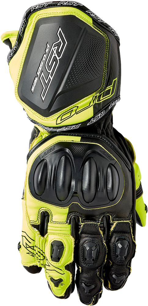 Rst 556-3715410 103715F.YEL-10 PRO SERIES GP D3O GLOVES BLACK/FLO YELLOW LEATHER LG