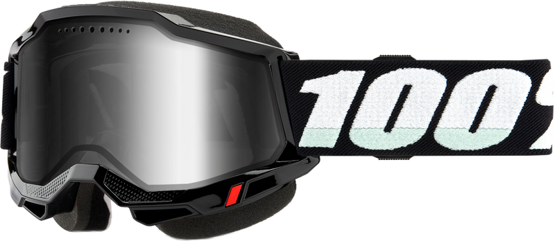 100% 610-5431 50022-10008 ACCURI 2 SNOWMOBILE GOGGLE BLACK W/ SILVER MIRROR LENS